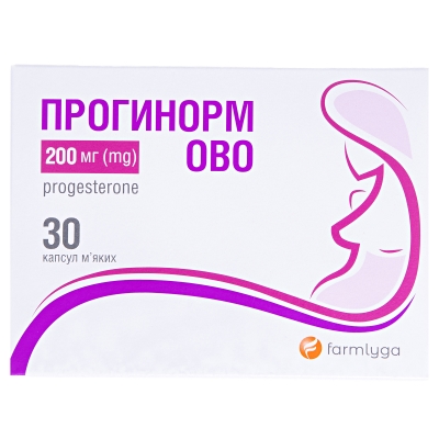 ПРОГИНОРМ ОВО капсули м’які по 200 мг, по 15 капсул м’яких у блістері; по 2 блістери у пачці